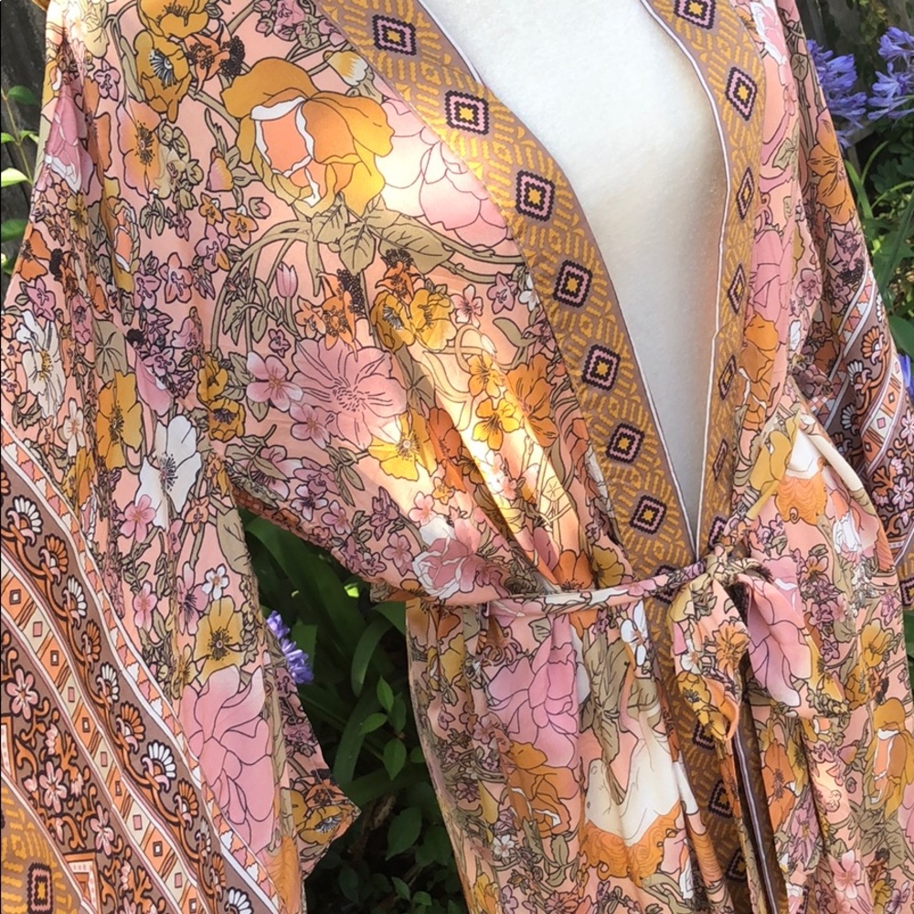 Restocking Amber Amethyst Boho Floral Maxi Kimono - Picture 6 of 8